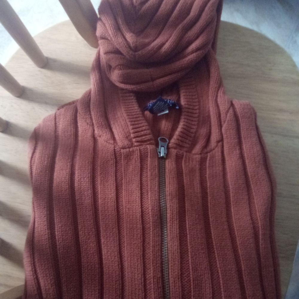 S Orange Zipper Sweater